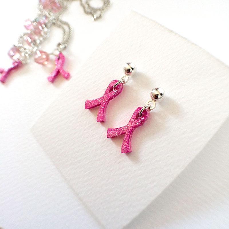 Pink Ribbon Earrings designed by Jen Goode