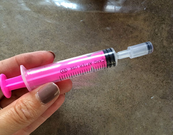 Keep the rubber tip on the end of the syringe