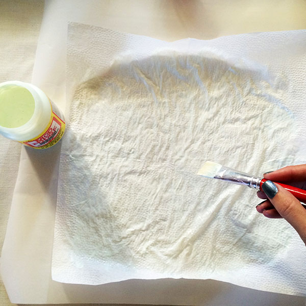 Coat a paper napkin with Mod Podge Glow-in-the-Dark