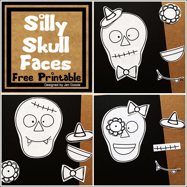Silly Skulls Activity and Coloring Page by Jen Goode