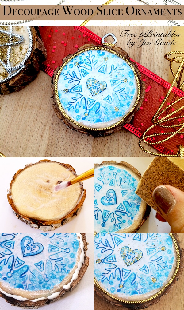 Steps to Decoupage a Wood Slice ornament