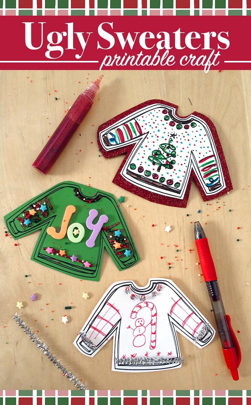 Make cute paper ugly sweaters with free printable