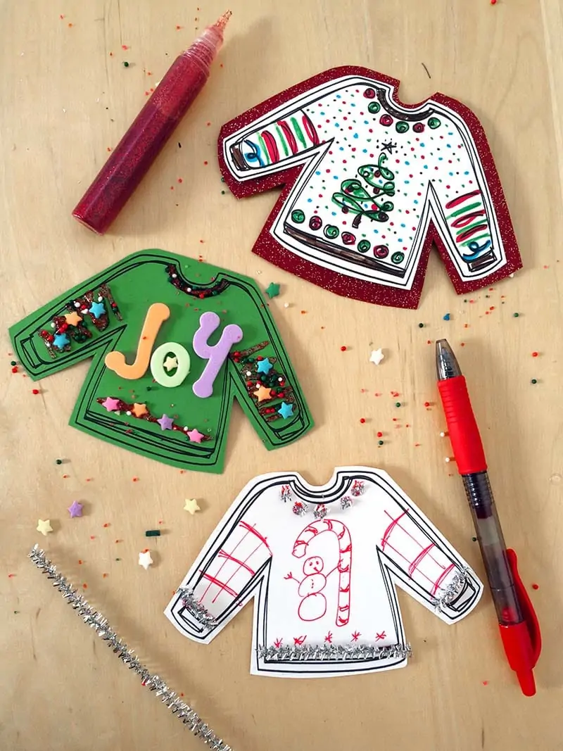 Ugly Sweater printable craft activity