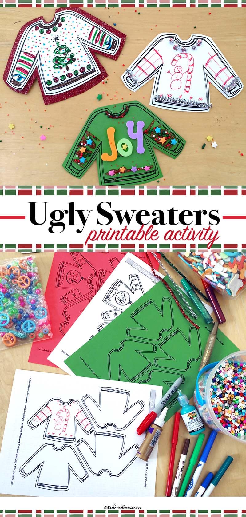 Make cute Ugly Sweaters - printable craft activity for your Ugly Sweater party