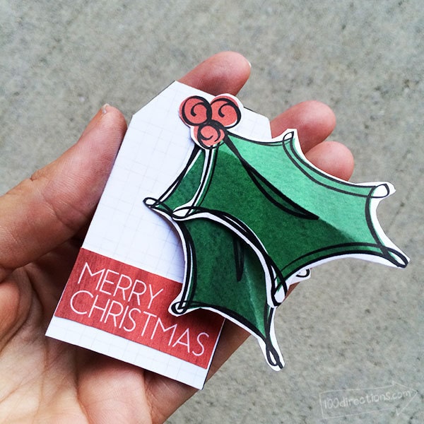 DIY Christmas Tags Ideas - Holly printable by 100 Directions