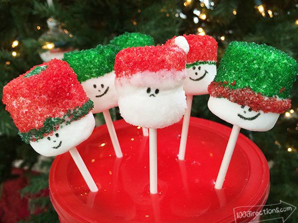 Make a whole Christmas Crew of Santa and Elf Marshmallow Pop Treats