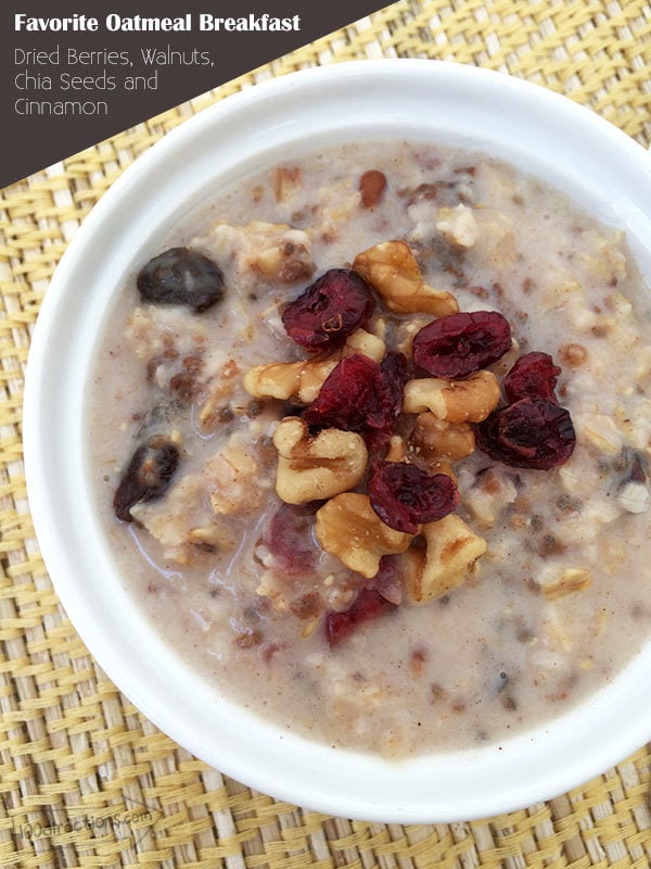 Oatmeal with berries and nuts for breakfast
