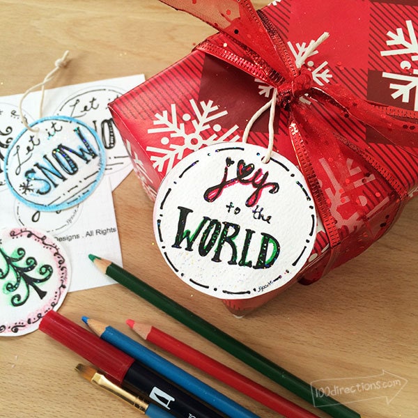 Printable Winter Gift Tags you can color yourself - designed by Jen Goode