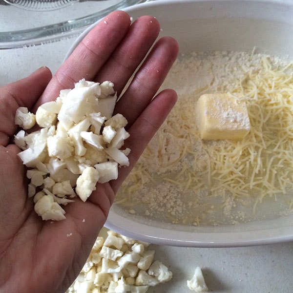 Chopped cauliflower - add it to the sauce