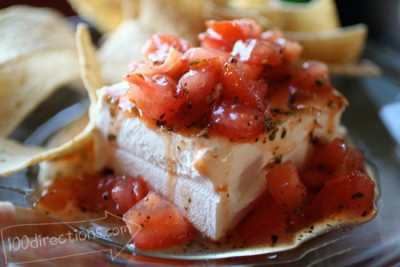 Salsa and Cream Cheese - party plate