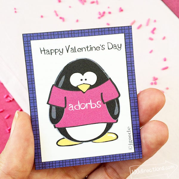 Cute Penguin Printable Valentine by Jen Goode