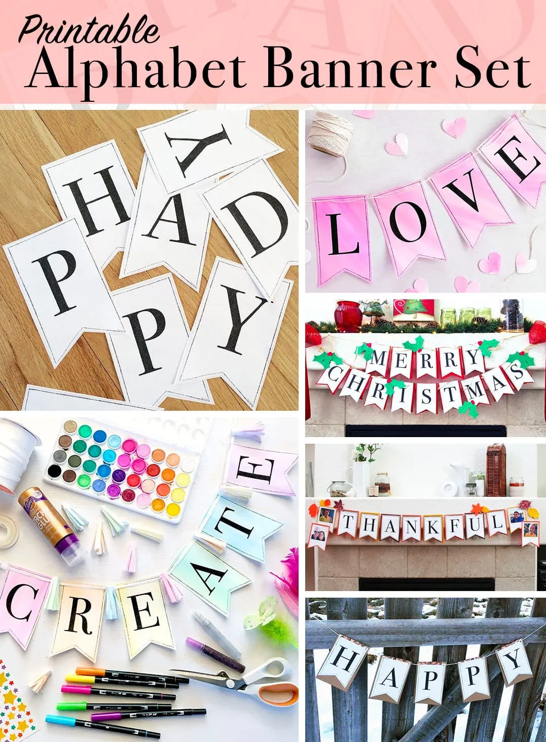 Alphabet banner set - make your own party banners - designed by Jen Goode