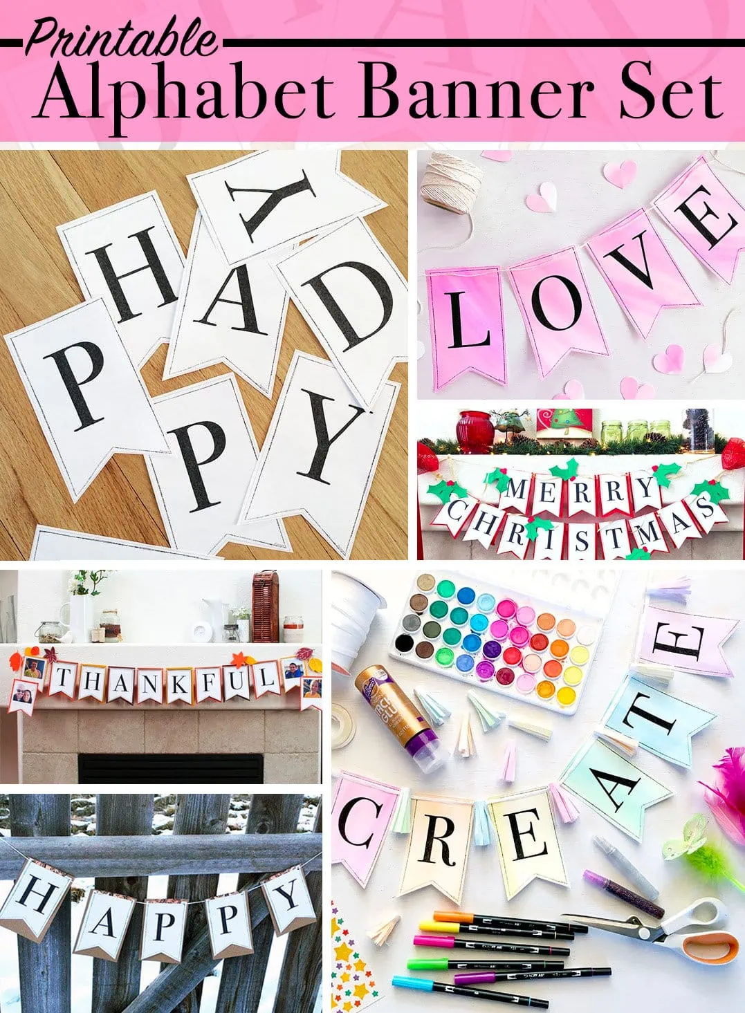 Alphabet banner set - make your own party banners - designed by Jen Goode
