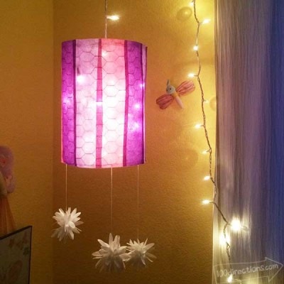 DIY Pendant Light glowing at night