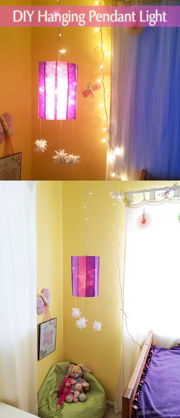 DIY Pretty Colored Hanging Pendant Light designed by Jen Goode