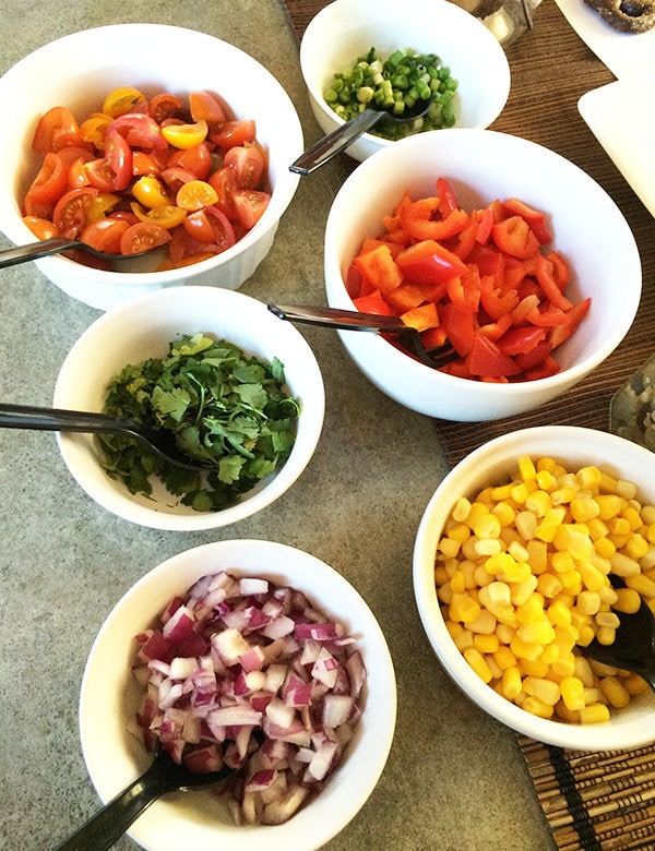 Fresh vegetables to mix into a bowl of chili