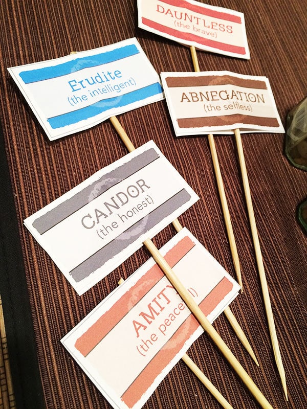 Printable DIVERGENT inspired labels