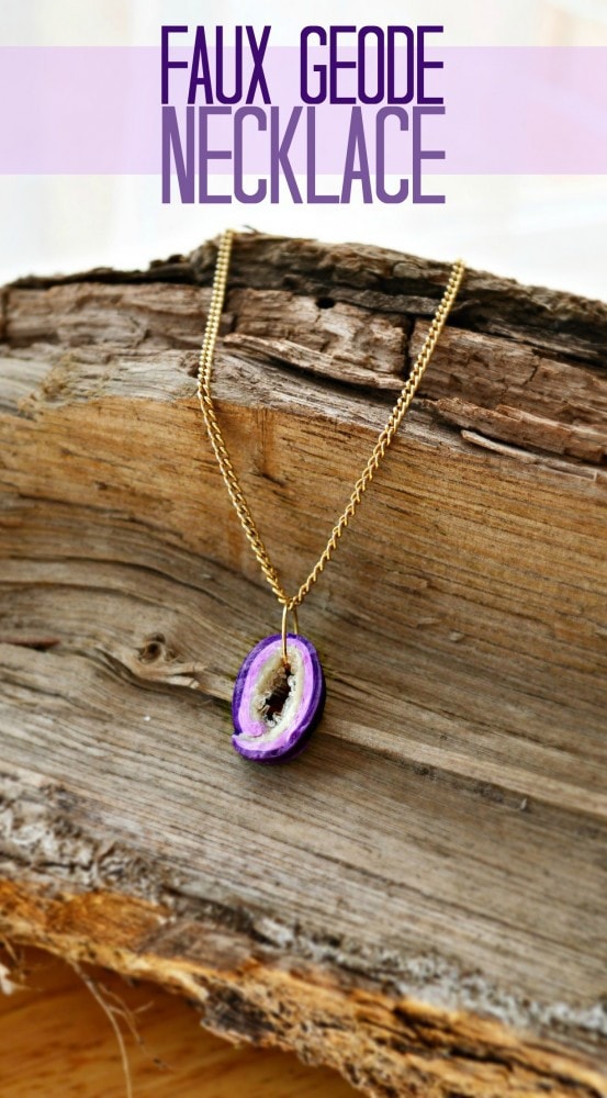 Faux Geode Necklace using Polymer Clay