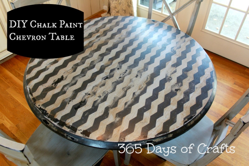 Chalk Paint Chevron Table created with Frog Tape