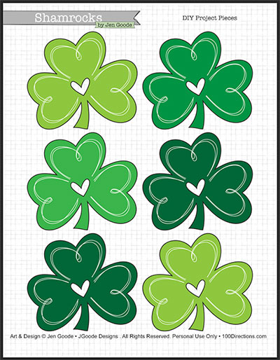 Printable Shamrocks designed by Jen Goode