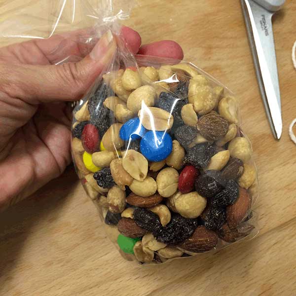 Trail mix in a gift bag