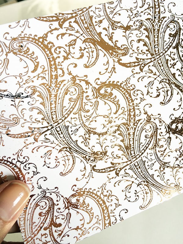 Beautiful foiled design using the Anna Griffin Minc