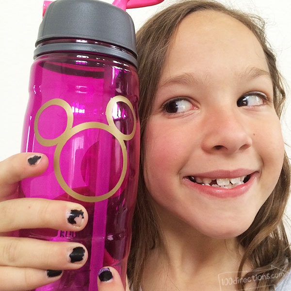 Happy to have a personalized Disney water bottle