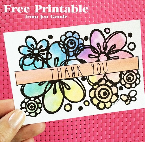 Flower Thank You printable art by Jen Goode