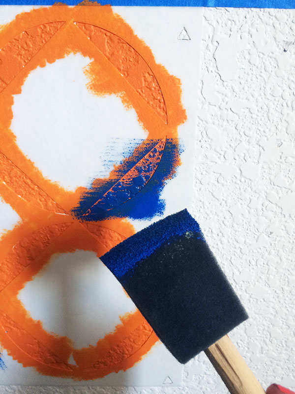 Adding blue to orange stencil design