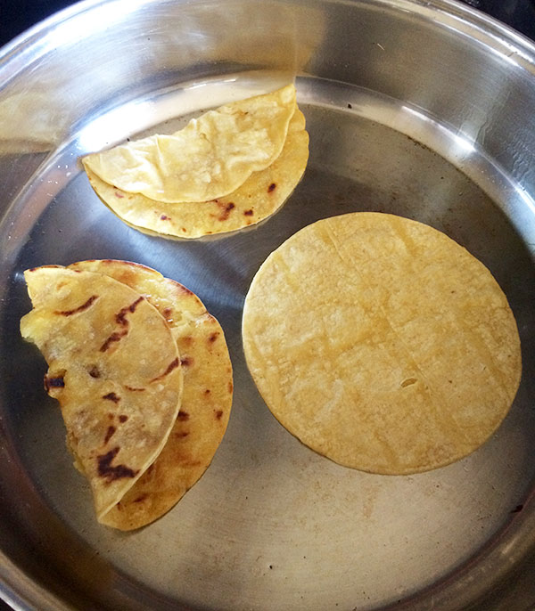 Frying up some taco shells