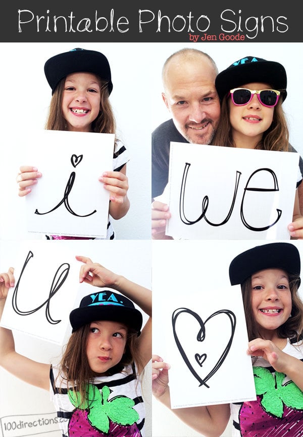 I Love (heart) You printable Photo Signs you can print and craft with.