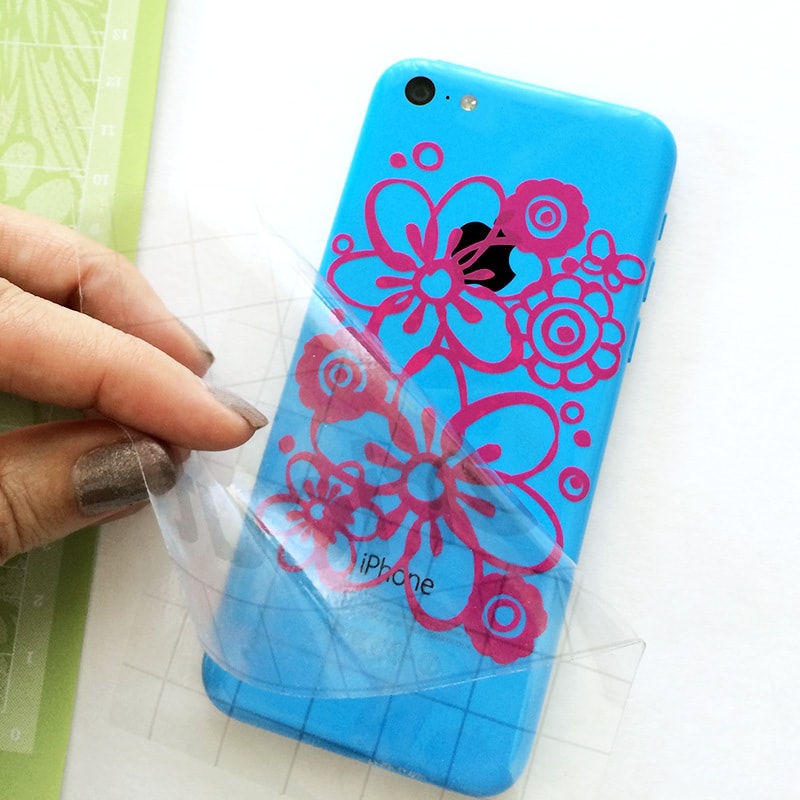 Apply design with transfer tape to your phone case
