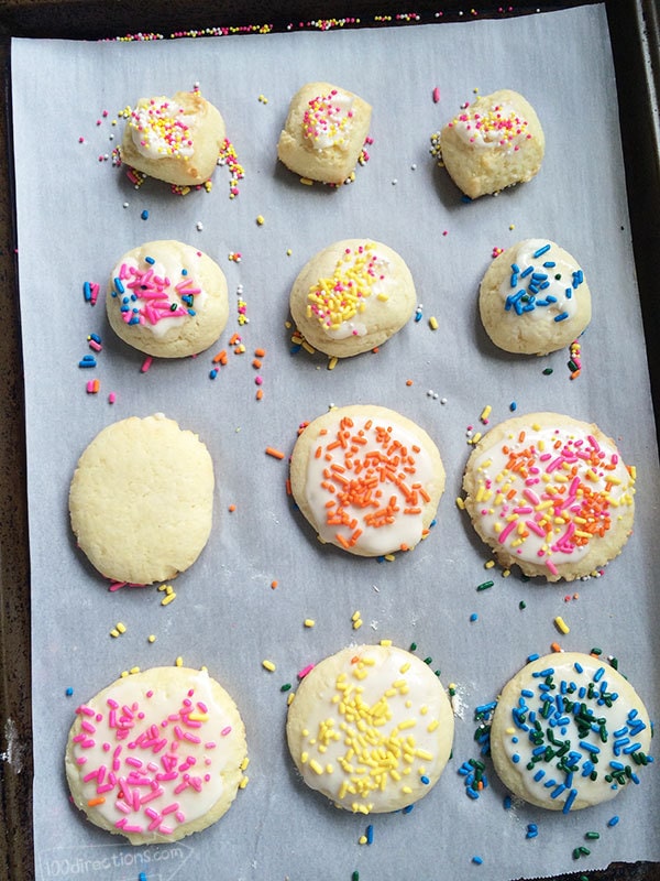 Baked cake mix cookies with sprinkles