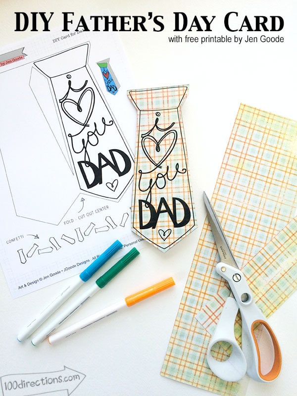 Father's Day tie craft using a printable designed by Jen Goode