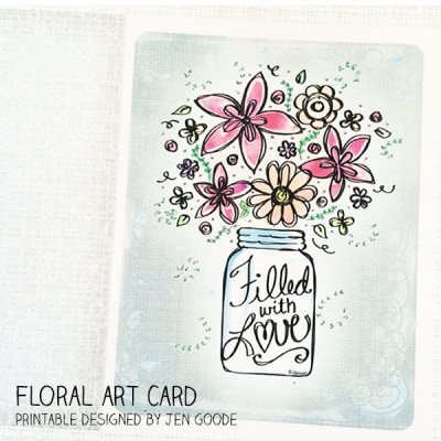Printable Floral Art Card by Jen Goode