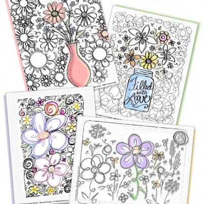Floral Sketch Coloring pages by Jen Goode