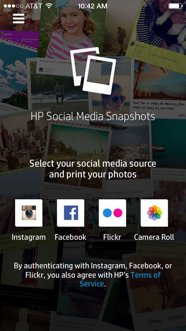 HP Social Media Snapshots Free Photo Printing iPhone App 100 Directions