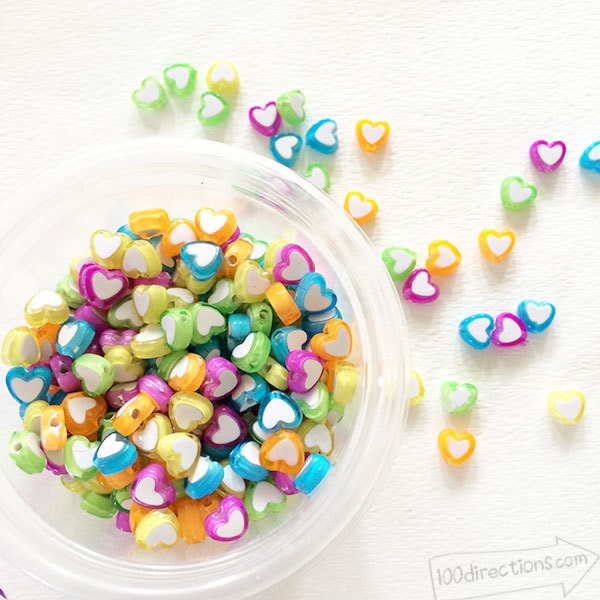 rainbow beads are a fun accent for DIY garland crafts