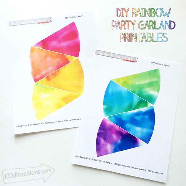 Rainbow garland printables by Jen Goode
