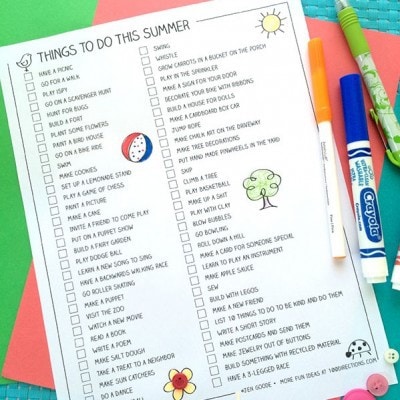 Summer Fun Idea List plus Free Printable