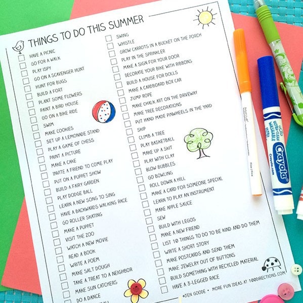 104 Summer Fun Idea List plus Free Printable