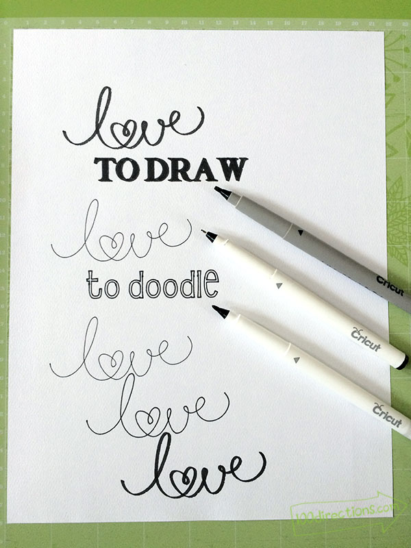 Different pen strokes with the new Cricut Black Pens set