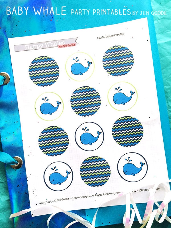 Baby whale party printable by Jen Goode