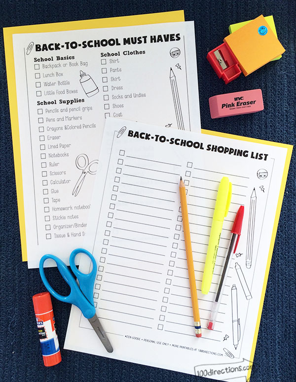 Back to School Printable List by Jen Goode