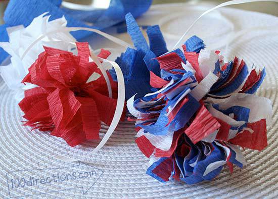 Crepe Paper Patriotic Pom Poms