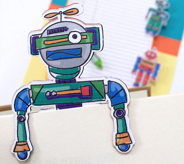 Robot Bookmark designed by Jen Goode and made with Cricut