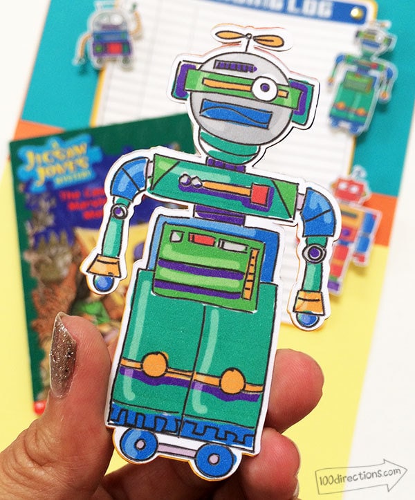 Robot bookmark finished - designed by Jen Goode