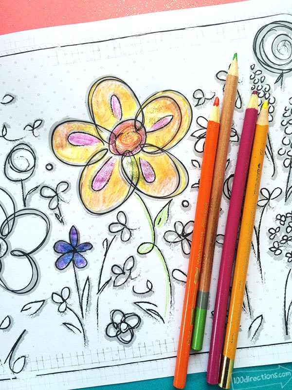 Free coloring page - flower garden by Jen Goode