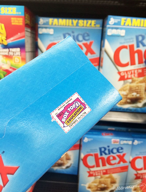 Box Tops label on a cereal box