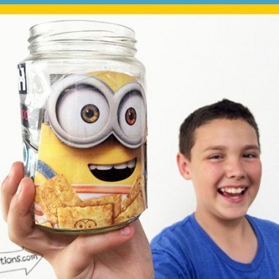 DIY Box Tops Minion Jar